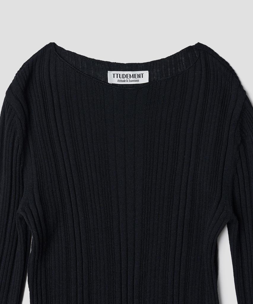 TTUDEMENT Boatneck Rib Knit_Black