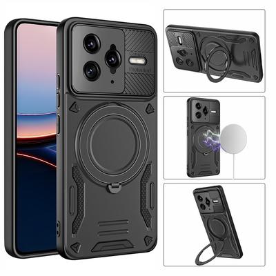 Роскошный Высококачественный Магнитный Чехол-Броня Для Xiaomi POCO F7 UItra С Кольцом-Подставкой Защитный Бампер