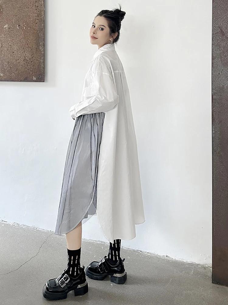 Xitao Однобортное платье с сетчатым узором и цветочной складкой GMM1160