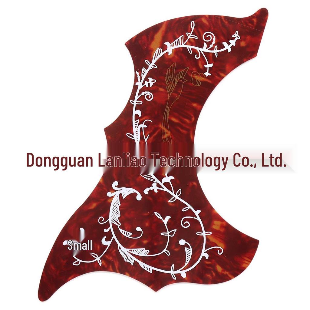 40-41 inch Left/Right Hand Floral & Bird Painted Wooden Guitar Pickguard with Scratch Protection & Adhesive Backing