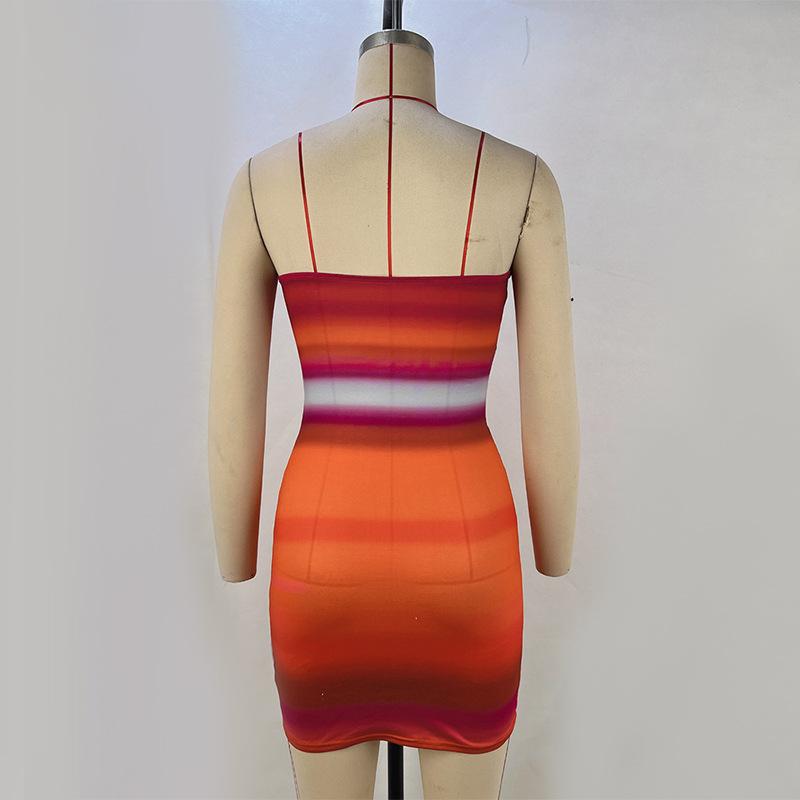 Летний женский топ без рукавов с градиентным принтом, облегающее платье с запахом на бедрах