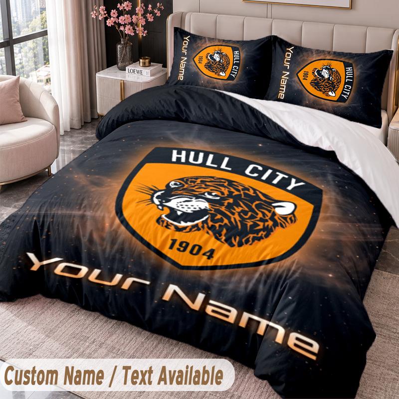 Hull City Printed Bedding Set Custom Name Text 1 Duvet Cover 2 Pillowcases For Bedroom