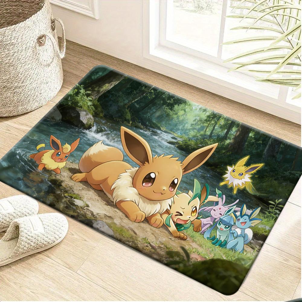 Anime Pokemon Ash Ketchum Pikachu Nature Scenery Print Soft Non Slip Absorbent Indoor Home Bathroom Bedroom Entrance Floor Rug D