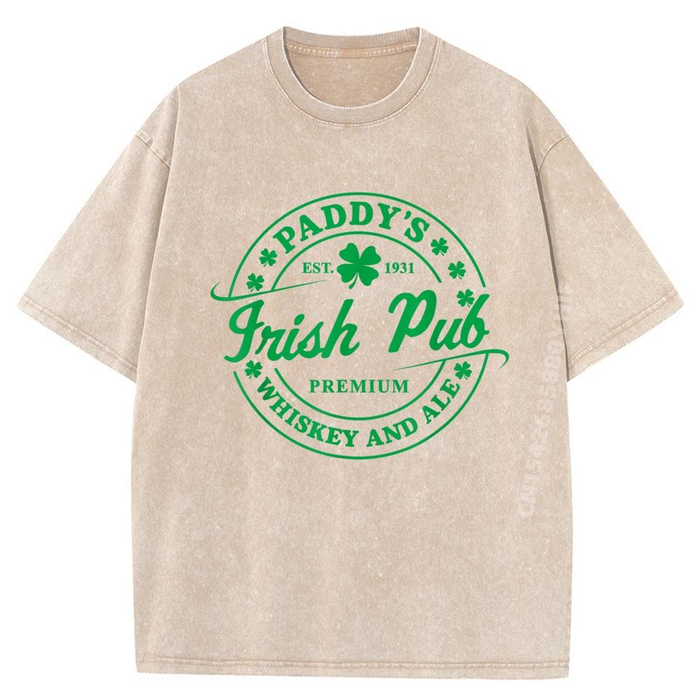 Paddy Is Irish Pub Whiskey Beer Ireland St Patrick Is Day Funny Shirts Mens Tshirts Luxury Clothing Mens Casual Washed Shirt