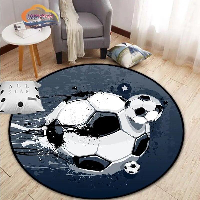 Ковер с изображением футбола, украшение для гостиной, круглая кровать, стул, коврик для дома, входная дверь, дети