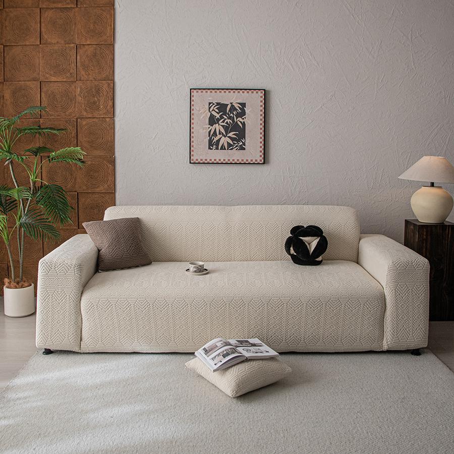 Жаккардовый чехол на диван из поларфлиса с геометрическим узором, высокая эластичность, подходит для домашних животных, устойчив к пятнам, для всесезонного использования, машинная стирка