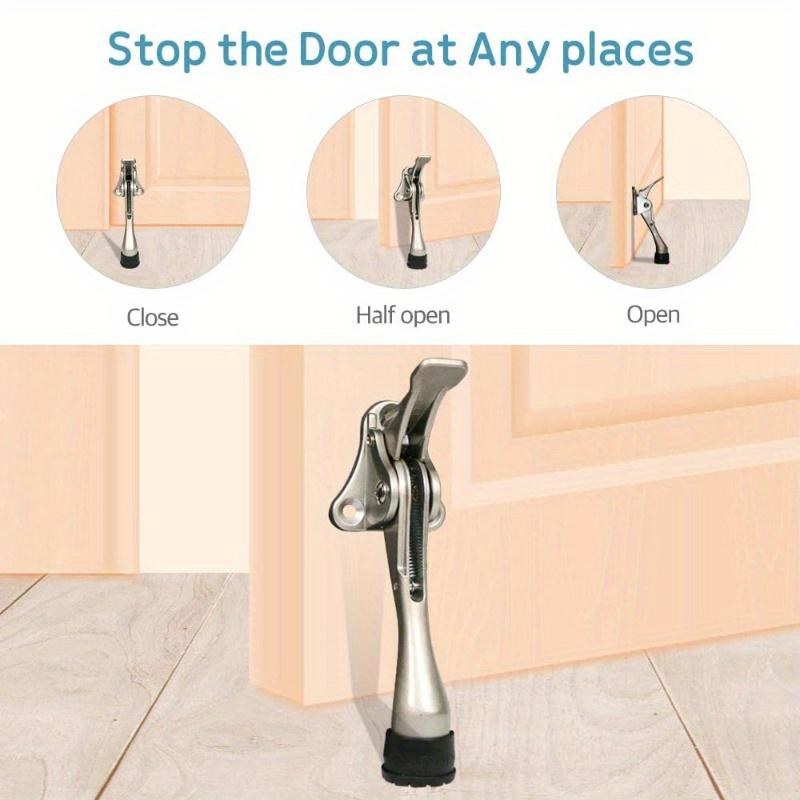 Adjustable Pedals Door Stopper Heavy Duty Mute Zinc Alloy Door Stops with Non-Slip Rubber Tip Hidden Wall Protector
