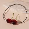 Ожерелье с подвеской в виде вишни, женское милое ожерелье, игривое ожерелье со стеклянной текстурой для повседневной носки или особых случаев