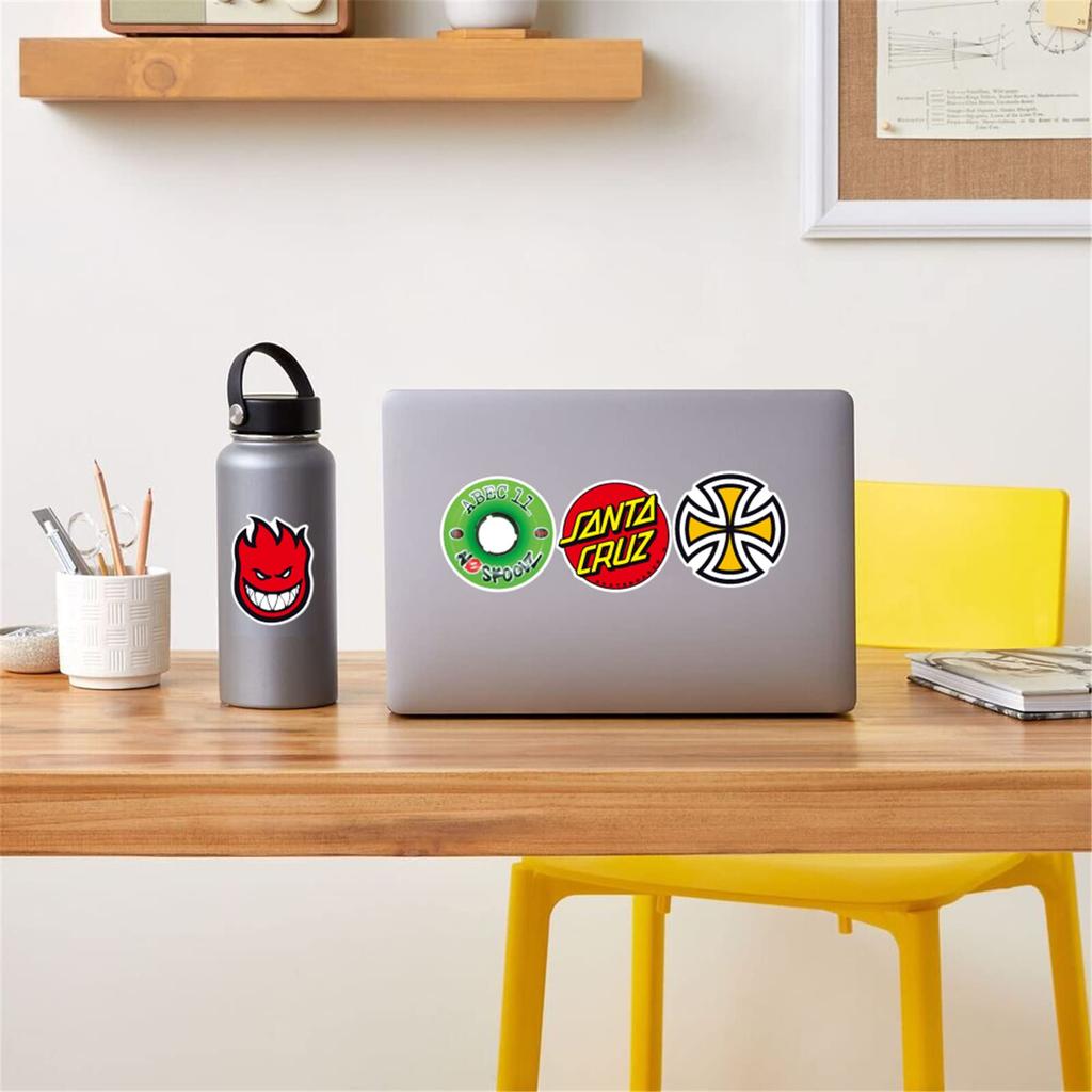 Set of 100 Skateboard Brand for Water Smartphone Stickers, Waterproof, Decals, Stylish, Cool, Popular, Laptops, Computers, Snowboarding, Luggage,