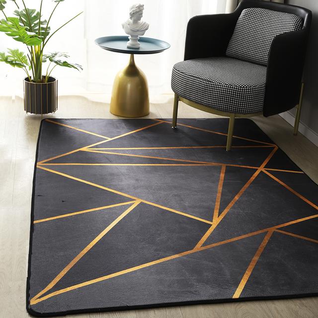 Geometric Carpet For Living Room Velvet Rug Bedroom Bedside Square Rugs Soft Fluffy Carpets Home Kids Salon Sofa Table Decor Mat