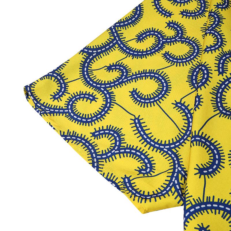 Women Large Size Round Neck Short Sleeve Printed Loose Blouse