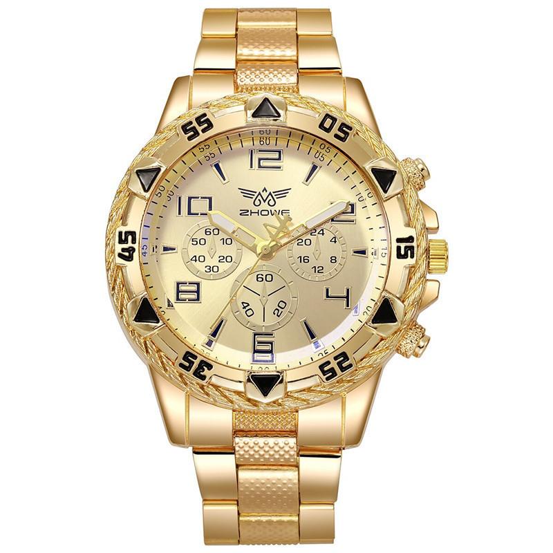 Business Watch Mens Alloy Band Digital Quartz Watch With Three Eyes For Business And Daily Use