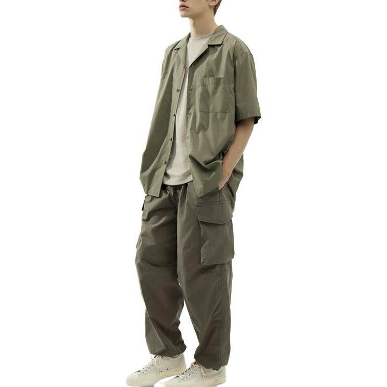 Uniqlo FW23 Серия U Однотонные Карманные Повседневные Рабочие Брюки Мужские Брюки Оливковый 460268-56