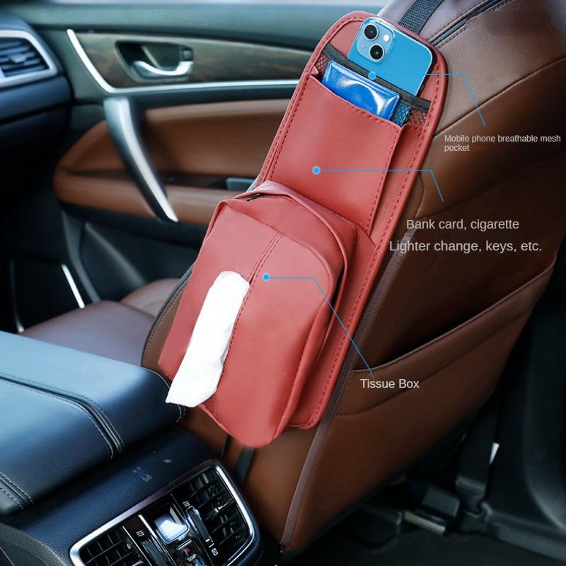 Сумка для хранения на боку сиденья автомобиля, подвесная сумка, кожаная многофункциональная коробка для автомобильных салфеток, ящик для хранения автомобиля, салон автомобиля