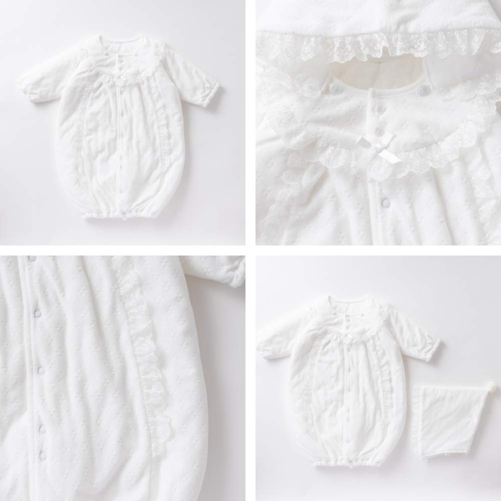 Крем де Коко Велюровый Жаккардовый Марлевый Стеганый Слинг для Тепла Сделано в [Застежки в Паху/Одежда 2-в-1] Малыш, Япония, 50-80см (Белый с оттенком)