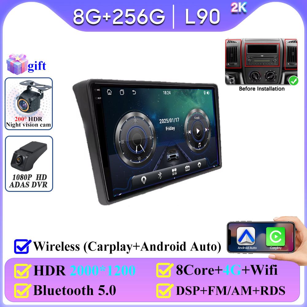 Android Auto For Fiat Ducato Peugeot Boxer Citroen Jumper 2 2006-2022 Car Radio 5G Wifi GPS Navigation Display Autoradio Screen