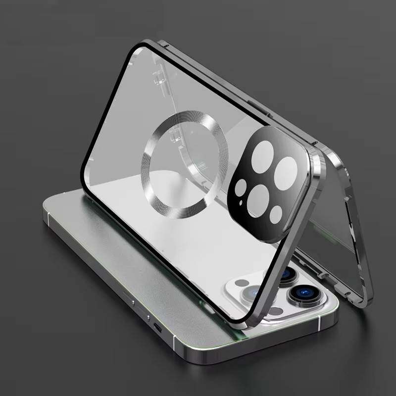 Case for iPhone 13 Pro Max/ 13Pro,with Double Sided Magnetic Tempered Glass cases,Magsafe Wireless Charging Magnetic Adsorption Metal Bumper cover