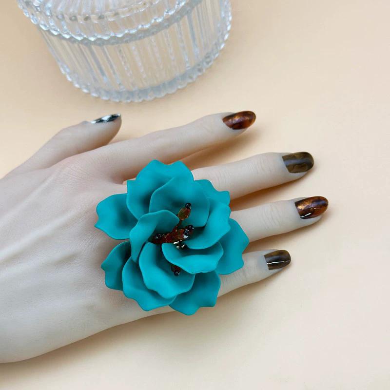 Vacation-Style Acrylic Flower Ring Fashionable Individual High-End Three-Dimensional Clothing Decoration Accessory For Women