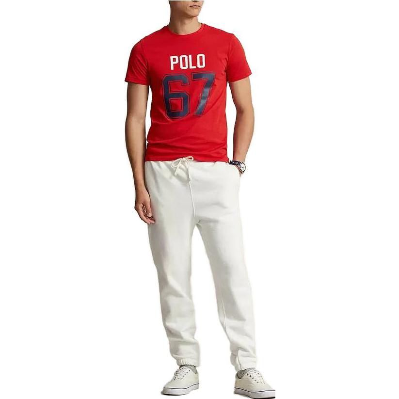 Polo Ralph Lauren Весна-Лето 23 Футболка с принтом букв и цифр логотипа, с круглым вырезом, с коротким рукавом, мужские Топы Красный MNPOTSH1N821903-600