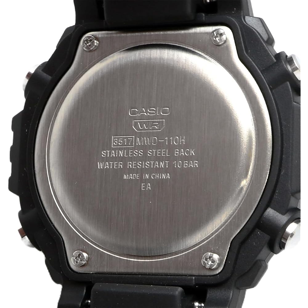 Мужские часы Casio Standard Digital с металлическим циферблатом MWD-110HB-1BV Полностью черные Зарубежная модель