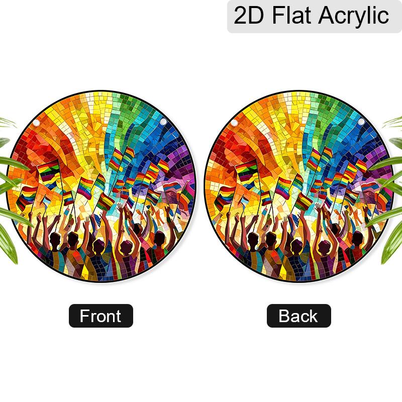 Acrylic Rainbow Pride Suncatcher Stained Glass Effect Window Hanging Ornament Colorful Home Decor