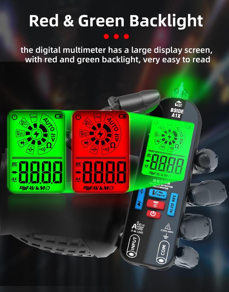 BSIDE Aimer A1X Smart Digital Multimeter - High Precision, Anti-Burn, Fully Automatic, Rechargeable Meter for Electricians
