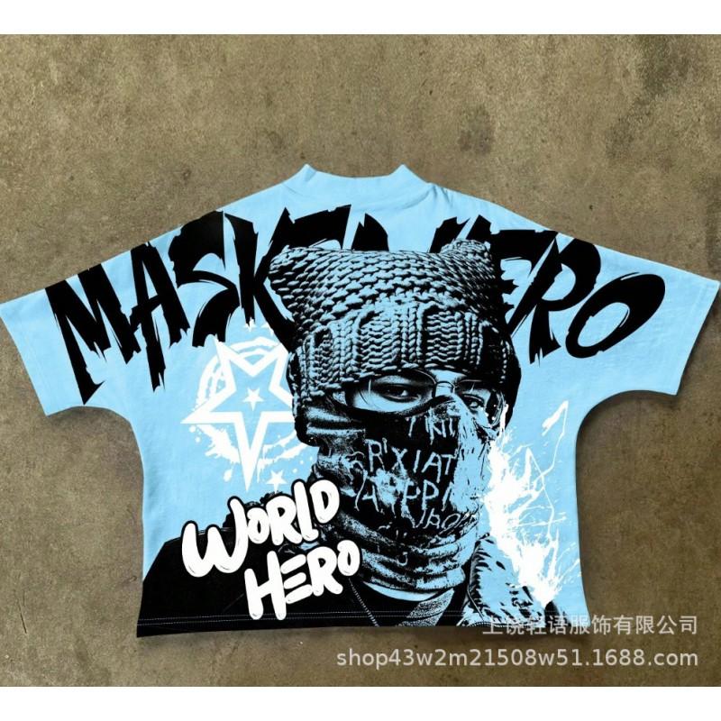 Mens Loose Fit Graphic T-Shirt Casual Streetwear Short Sleeve Top Cartoon Print Breathable Tee