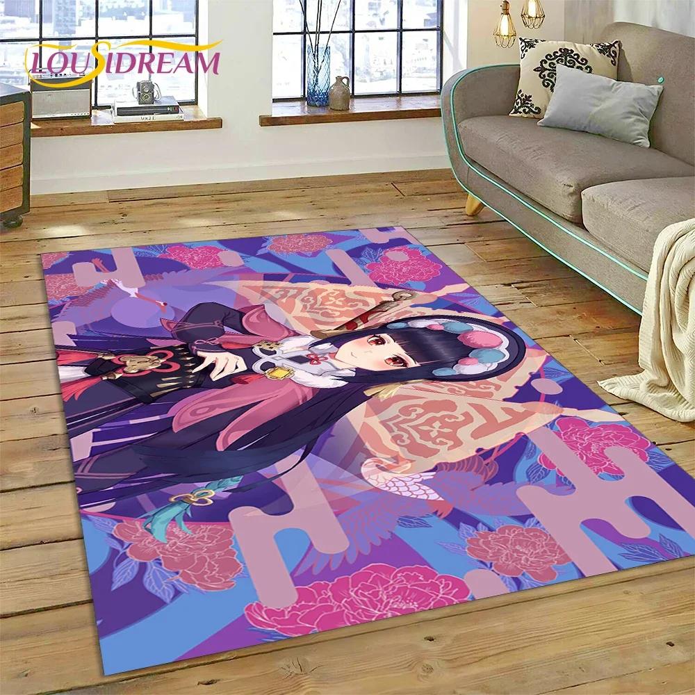 Latest Genshin Impact Cartoon Game Carpet Rug for Bedroom Living Room Home Sofa Decoration,Children Game Large Decor Floor Mat