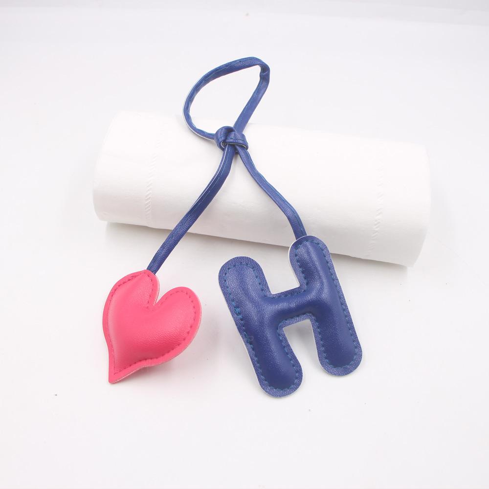 Color Blocking Letters Heart-shaped Leather Bags DIY Knotted Hanging Ropes Hanging Accessories Clothing Accessories Matching Hanging Ornaments