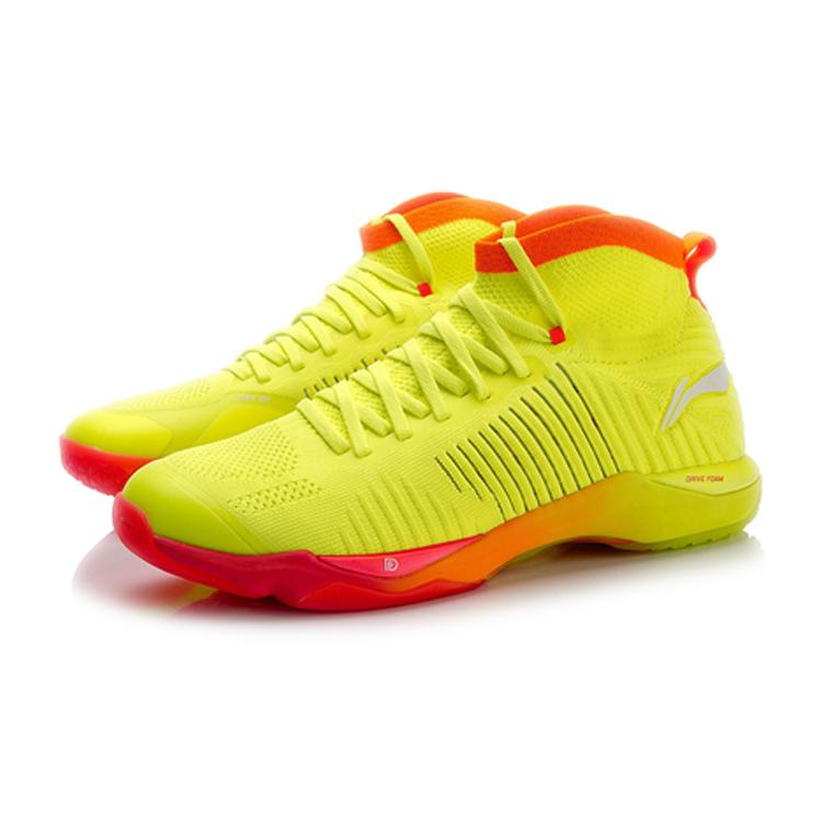 Li Ning Raid Rebound Амортизация Дышащие Нескользящие Высокие Бадминтонные Кроссовки Унисекс Флуоресцентный Ярко-Зеленый AYAN015-4