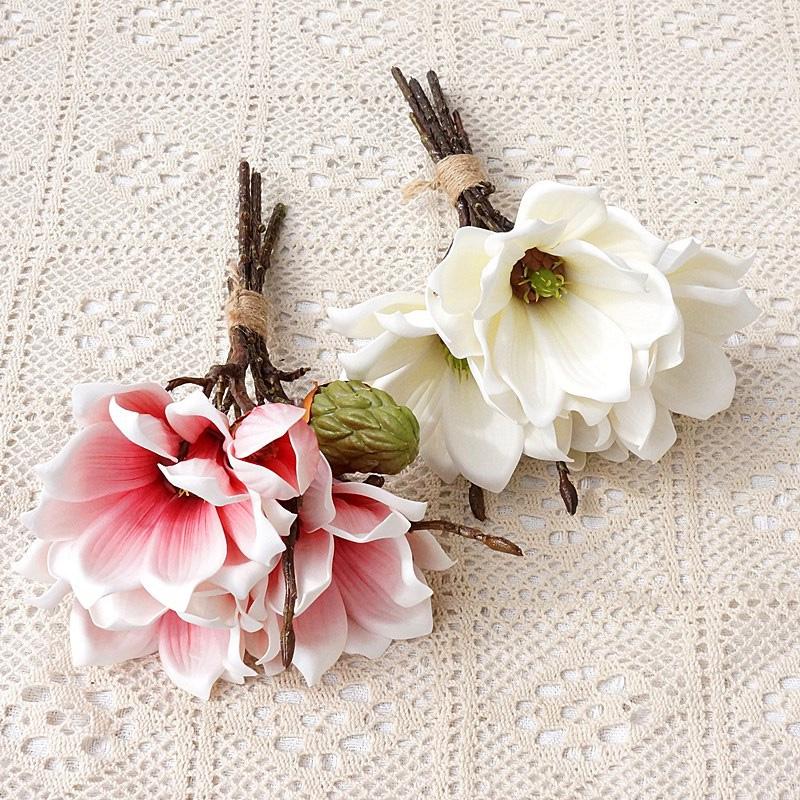 1 букет Свадебный декор Красивая магнолия Роза Домашний декор Бабочка Орхидея Имитация искусственного цветка Настоящий шелковый букет