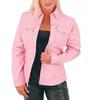 Pink Shirt Casual Handmade Soft Stylish Genuine Leather Women Lambskin Formal