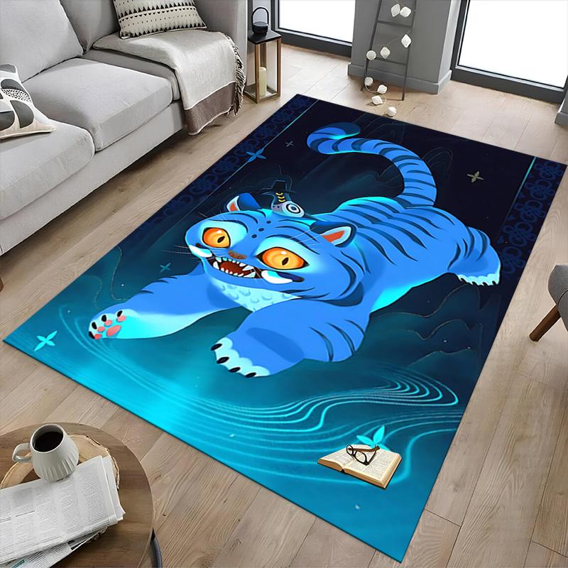 Blue Tiger Fantasy Carpet For Playroom Bedroom Living Room Sofa Home Decorkids Game Area Rug Nonslip Floor Mat