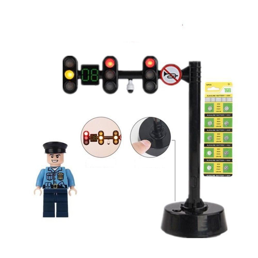 Safety Traffic Toy Light Signs Mini Traffic Light Building Blocks Mini Stop Model Toys  Kids Gift