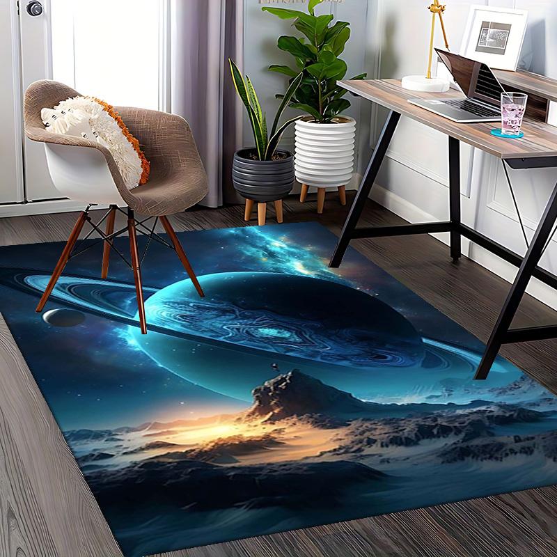 1pc Ethereal Space Scene with Saturn Chair Mat - Office Desk Pad, Non-Slip Carpet for Home Decor, Suitable for All Seasons, Ideal Gift for Holidays.P0