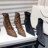 Fashion Leopard Print Women Ankle Boots Fashion Elegant Dancing Party Prom Shoes High Heel Women's Modern Short Booties