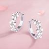 1 Pair Women Hoop Earrings Flower Rhinestone Jewelry Korean Japanese Style