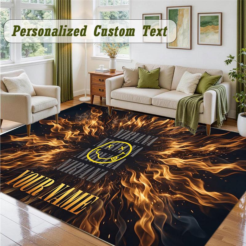 Crystal Velvet Square Rug Custom NameNirvana Pattern Non Slip Home Floor Decor Rug