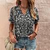V-neck Printed Women's T-shirt Casual Tops Floral Cheap Blouse Summer Fashion Ladies Clothes Female Oversized Short Sleeve Tees