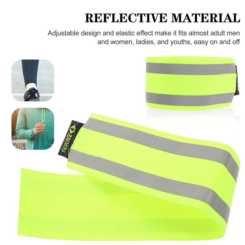 2Pcs Reflective Leg Strap Outdoor Safety Band Adjustable Running Wristband High Visibility Fluorescent Bracelets Cycling