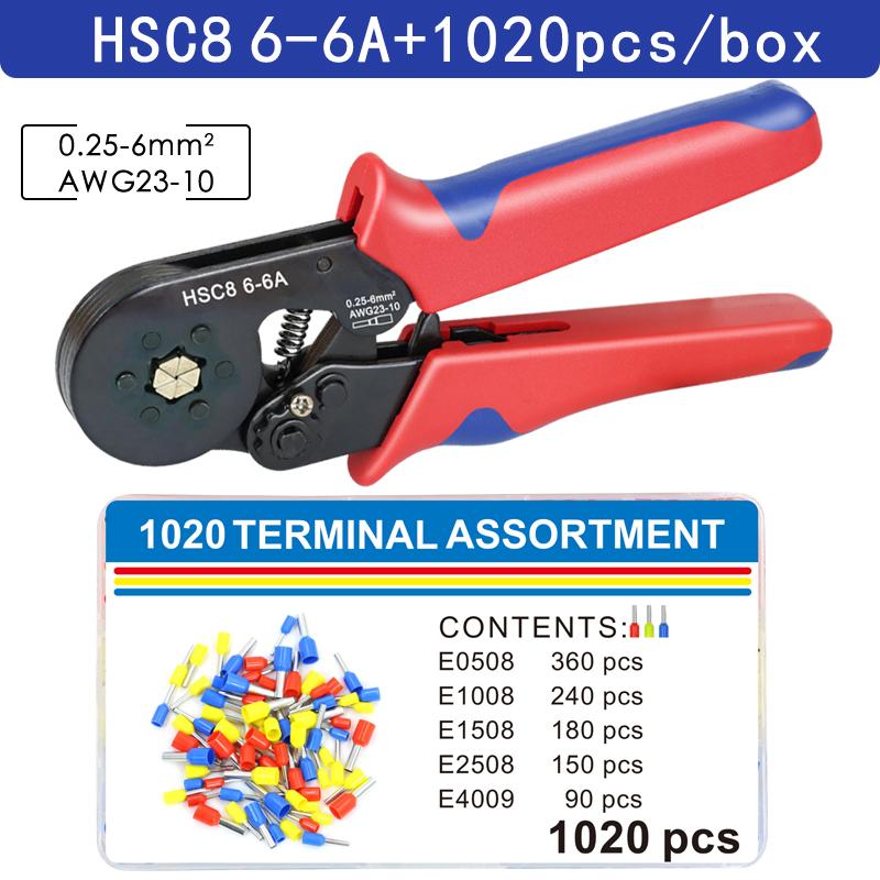 Инструменты для обжима клещи для электрических трубчатых клемм HSC8 10S 0,25–10 мм2 6–4B/6–6 0,25–6 мм2