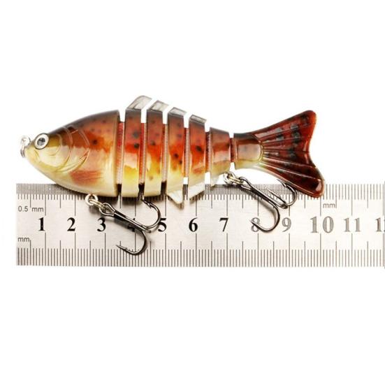 10CM/15.5G Multi-Jointed Fishing Lure with Hooks Realistic 7-Section Swimbait Bionic Hard Artificial Bait Freshwater Saltwater Fishing Accessories