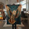 Фланелевое одеяло с принтом «Сова с крыльями», Высококачественное, Удобное для всех сезонов, Декор для дома, Тепло и уют