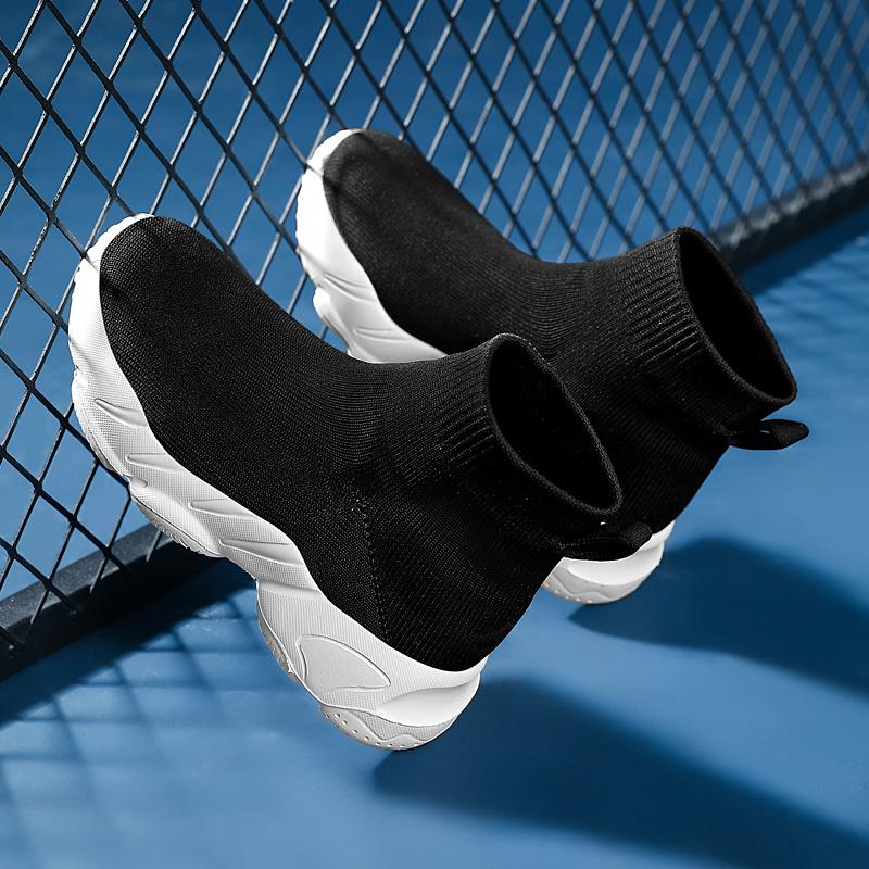 Женские высокие носки, спортивная обувь, однотонные трикотажные рукава, дышащая обувь для ходьбы на открытом воздухе.