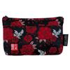 Senshishuin Nishijin Brocade Pouch with Black and Red Rose Romantic Design (Lined) (Small)