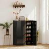 Shoe Cabinet with Quiet Safety Opening, 6 Levels, Handle-Free Design, High Gloss Black