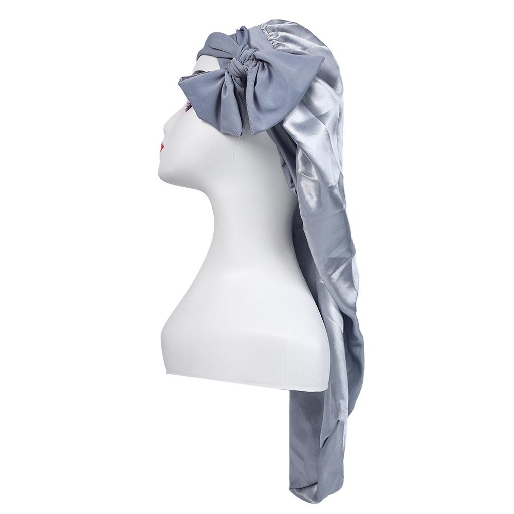 Длинный шелковый атласный платок-боннет для женщин - Защита волос с завязкой-бантом