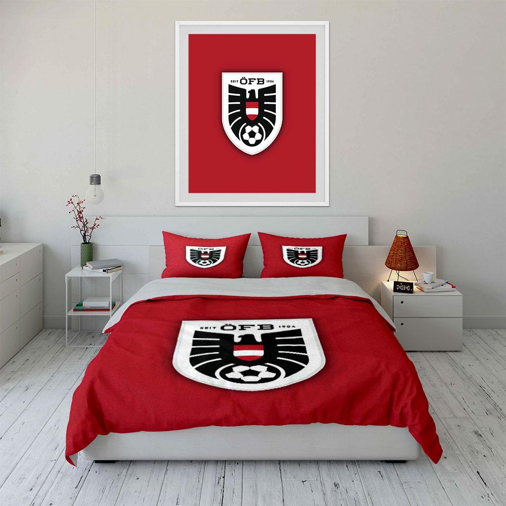 Red Bedding Set with ÖFB Logo Bedding Duvet Cover Set Duvet Cover Pillowcases (1 * Duvet Cover 2 * Pillowcases, without duvet insert)