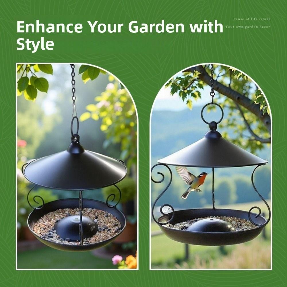 Rainproof Bird Feeder Iron Bird Feeding Tray Garden Decor Bird Food Dispenser  Patio
