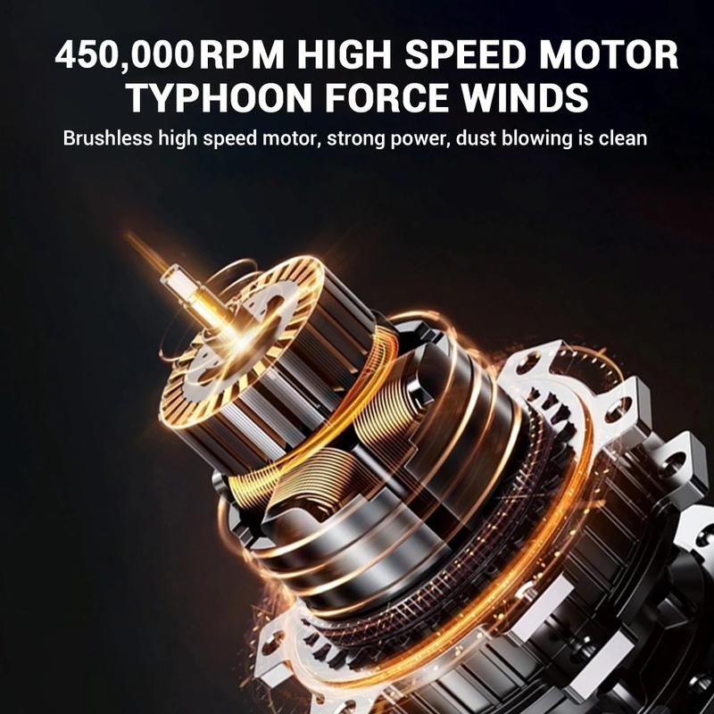 450000RPM Turbo Fan Brushless Motor with LED Light 6000mAh With Charging Display Air Blower Portable Vacuum Cleaner Car Dry
